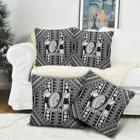 Fiji Custom Rugby National Heritage Pillow Cover Black Traditional Masi Inspired