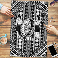 Fiji Custom Rugby National Heritage Puzzle Black Traditional Masi Inspired