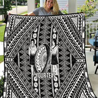 Fiji Custom Rugby National Heritage Quilt Black Traditional Masi Inspired