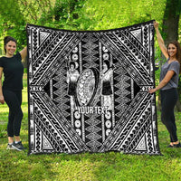 Fiji Custom Rugby National Heritage Quilt Black Traditional Masi Inspired