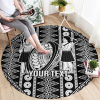 Fiji Custom Rugby National Heritage Round Carpet Black Traditional Masi Inspired