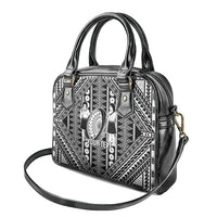 Fiji Custom Rugby National Heritage Shoulder Handbag Black Traditional Masi Inspired