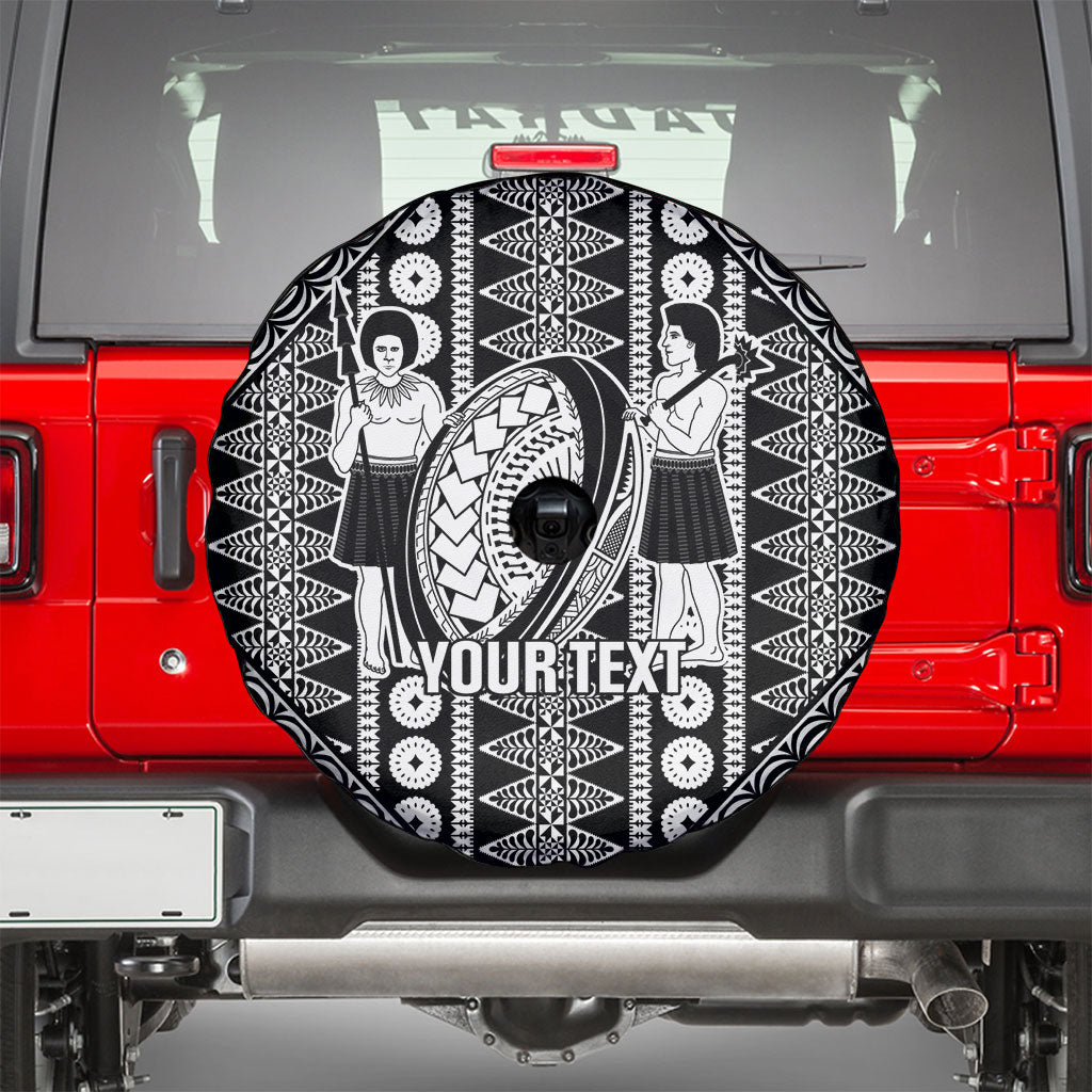 Fiji Custom Rugby National Heritage Spare Tire Cover Black Traditional Masi Inspired