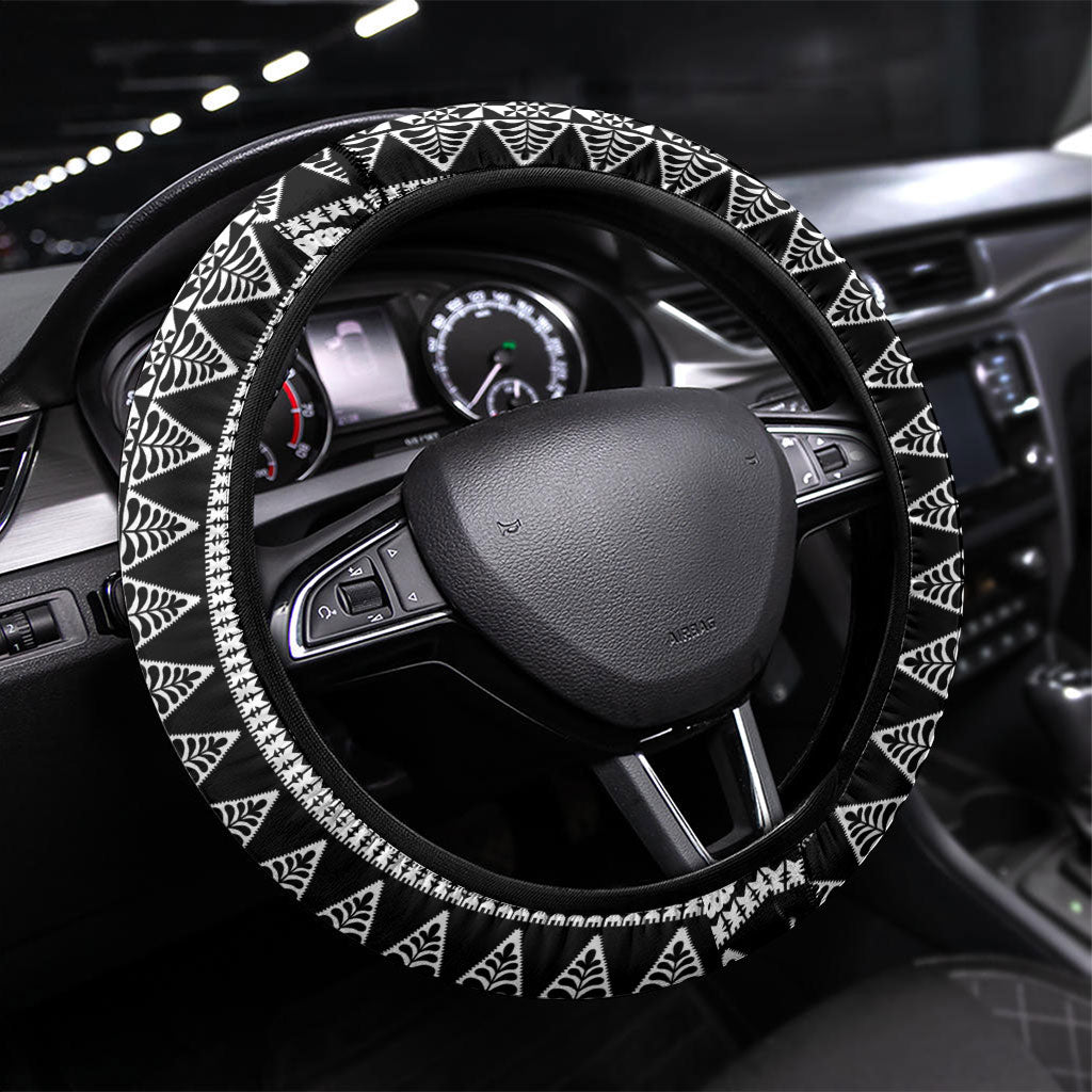 Fiji Rugby National Heritage Steering Wheel Cover Black Traditional Masi Inspired