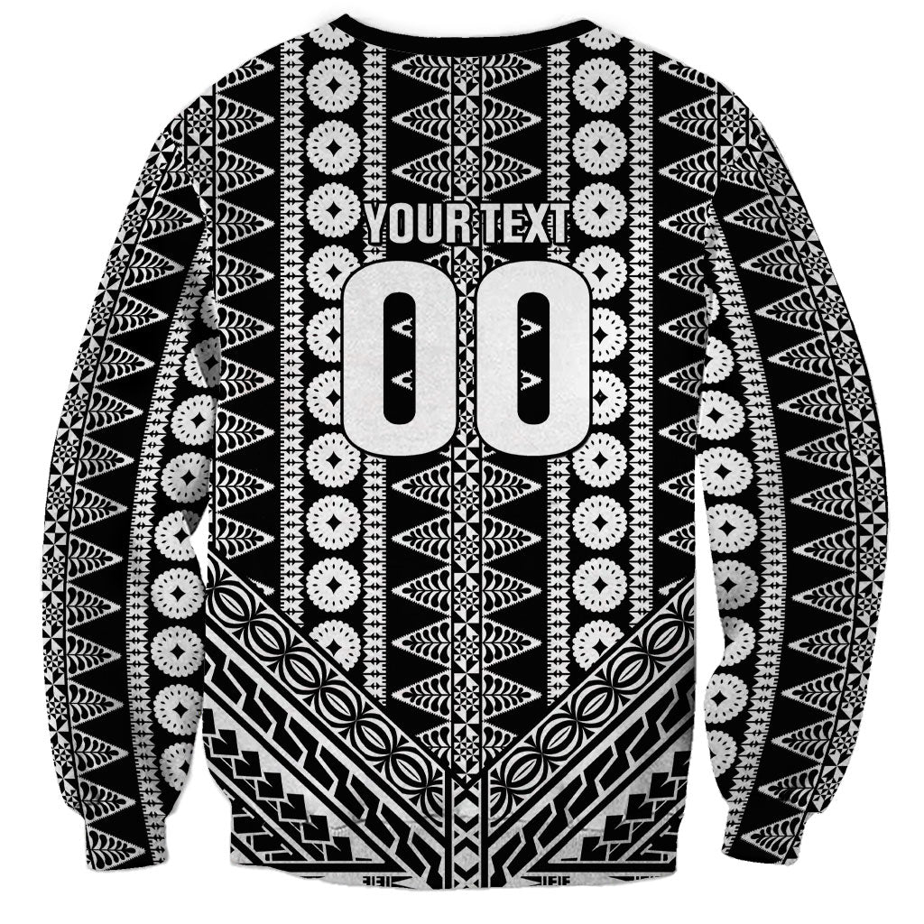 Fiji Custom Rugby National Heritage Sweatshirt Black Traditional Masi Inspired