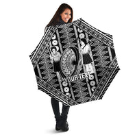 Fiji Custom Rugby National Heritage Umbrella Black Traditional Masi Inspired