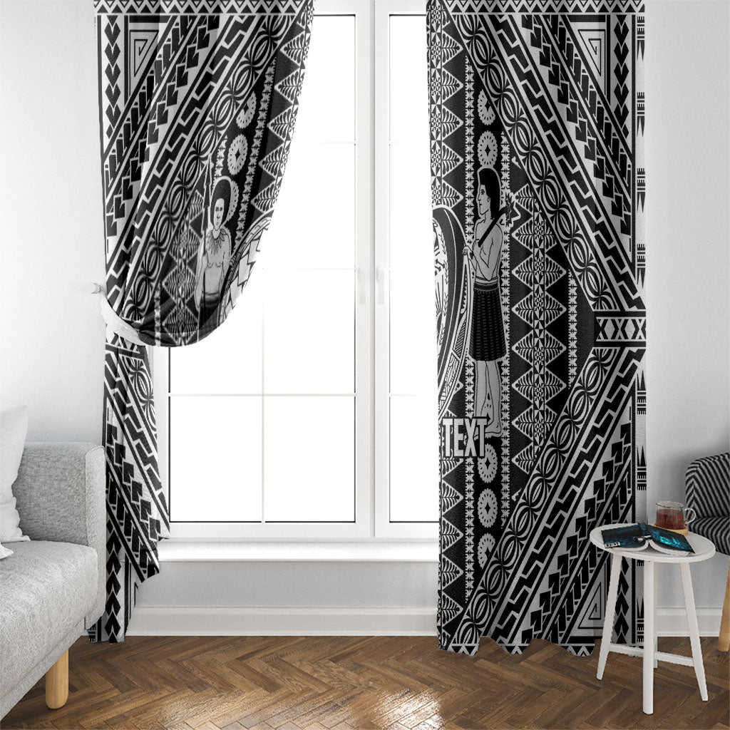 Fiji Custom Rugby National Heritage Window Curtain Black Traditional Masi Inspired