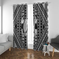 Fiji Custom Rugby National Heritage Window Curtain Black Traditional Masi Inspired