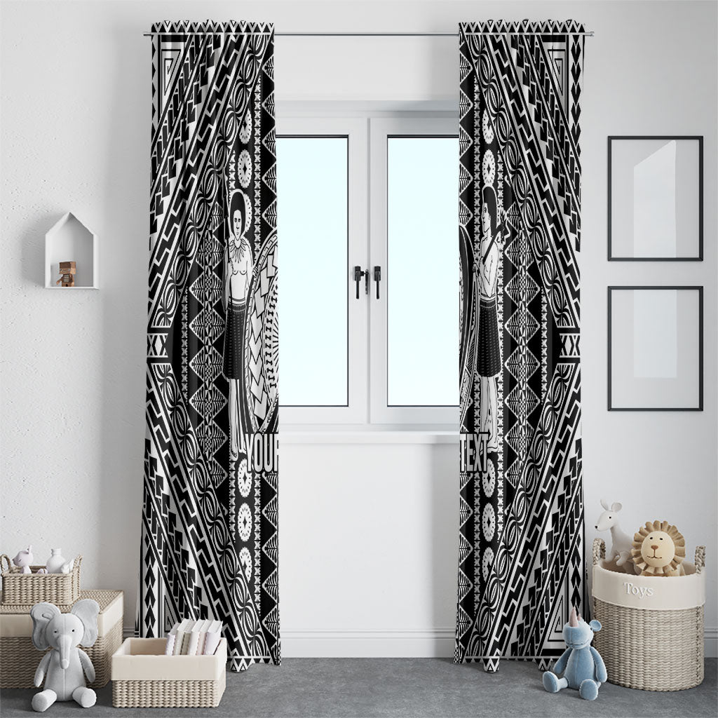 Fiji Custom Rugby National Heritage Window Curtain Black Traditional Masi Inspired