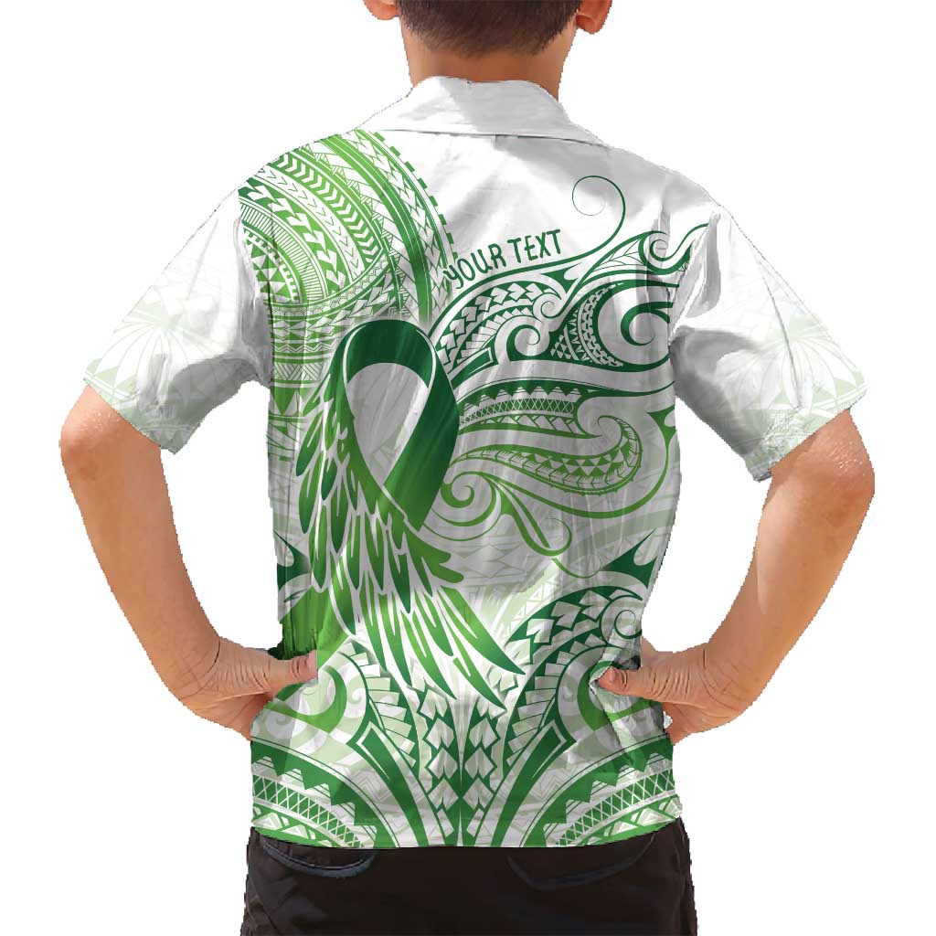 Its Okay Green Ribbon Personalised Family Matching Summer Maxi Dress and Hawaiian Shirt Polynesian Depression Awareness