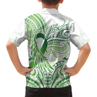 Its Okay Green Ribbon Personalised Family Matching Summer Maxi Dress and Hawaiian Shirt Polynesian Depression Awareness