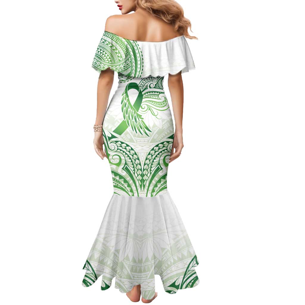 Its Okay Green Ribbon Personalised Mermaid Dress Polynesian Depression Awareness