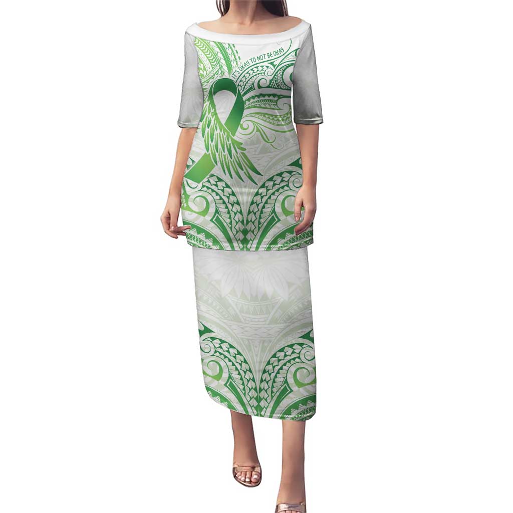 Its Okay Green Ribbon Personalised Puletasi Polynesian Depression Awareness