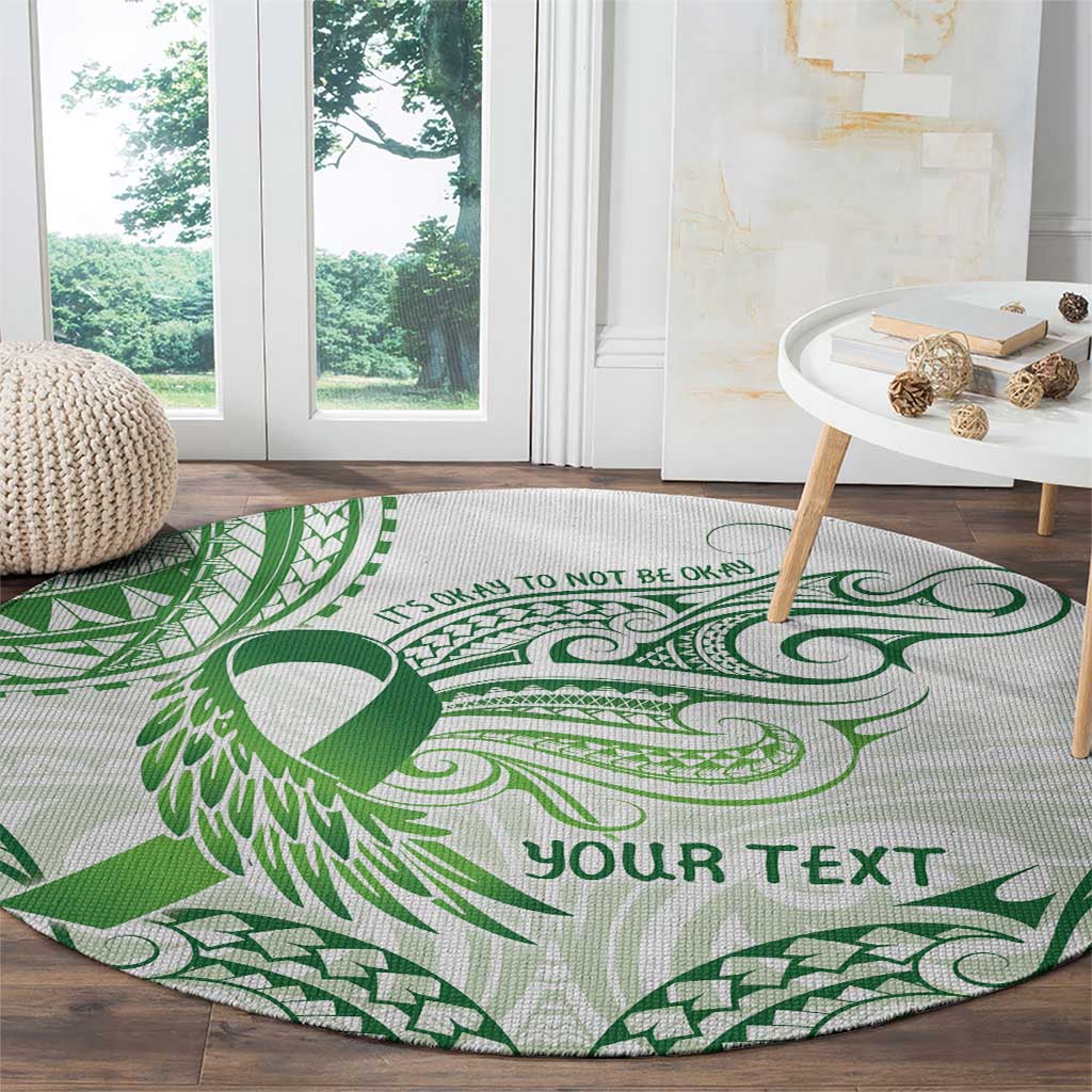 Its Okay Green Ribbon Personalised Round Carpet Polynesian Depression Awareness