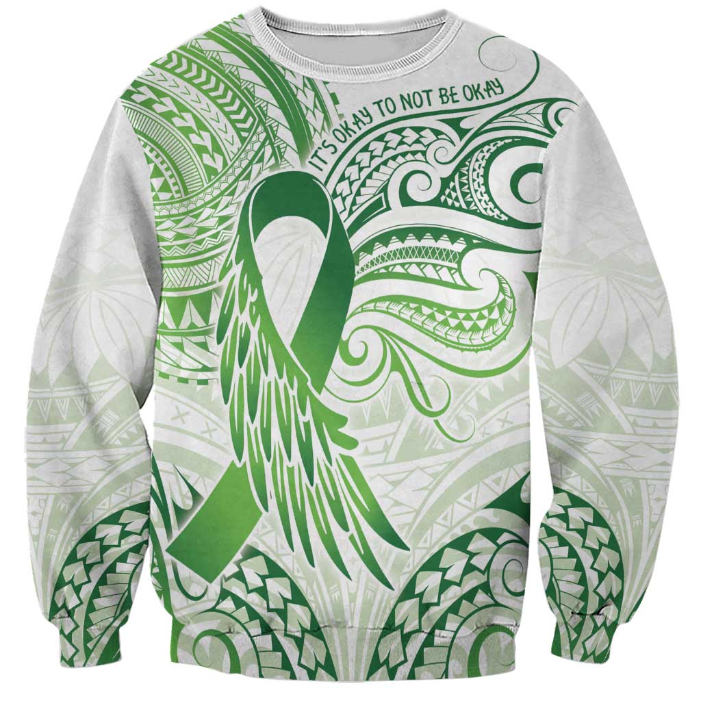 Its Okay Green Ribbon Personalised Sweatshirt Polynesian Depression Awareness