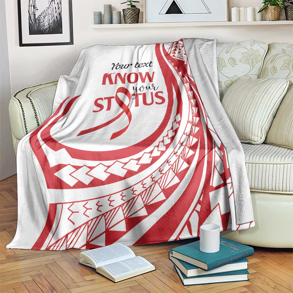 Know Your Status Red Ribbon Personalised Blanket Polynesian AIDS Awareness