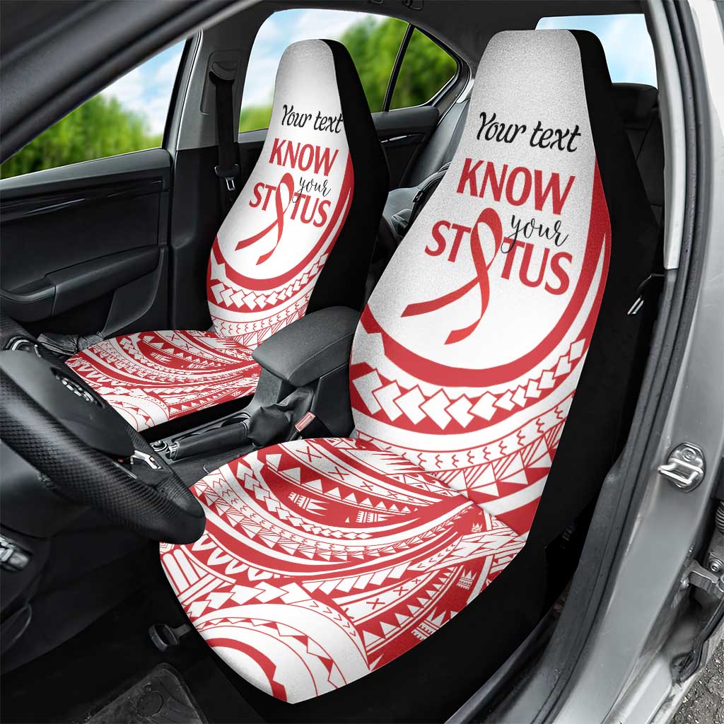 Know Your Status Red Ribbon Personalised Car Seat Cover Polynesian AIDS Awareness