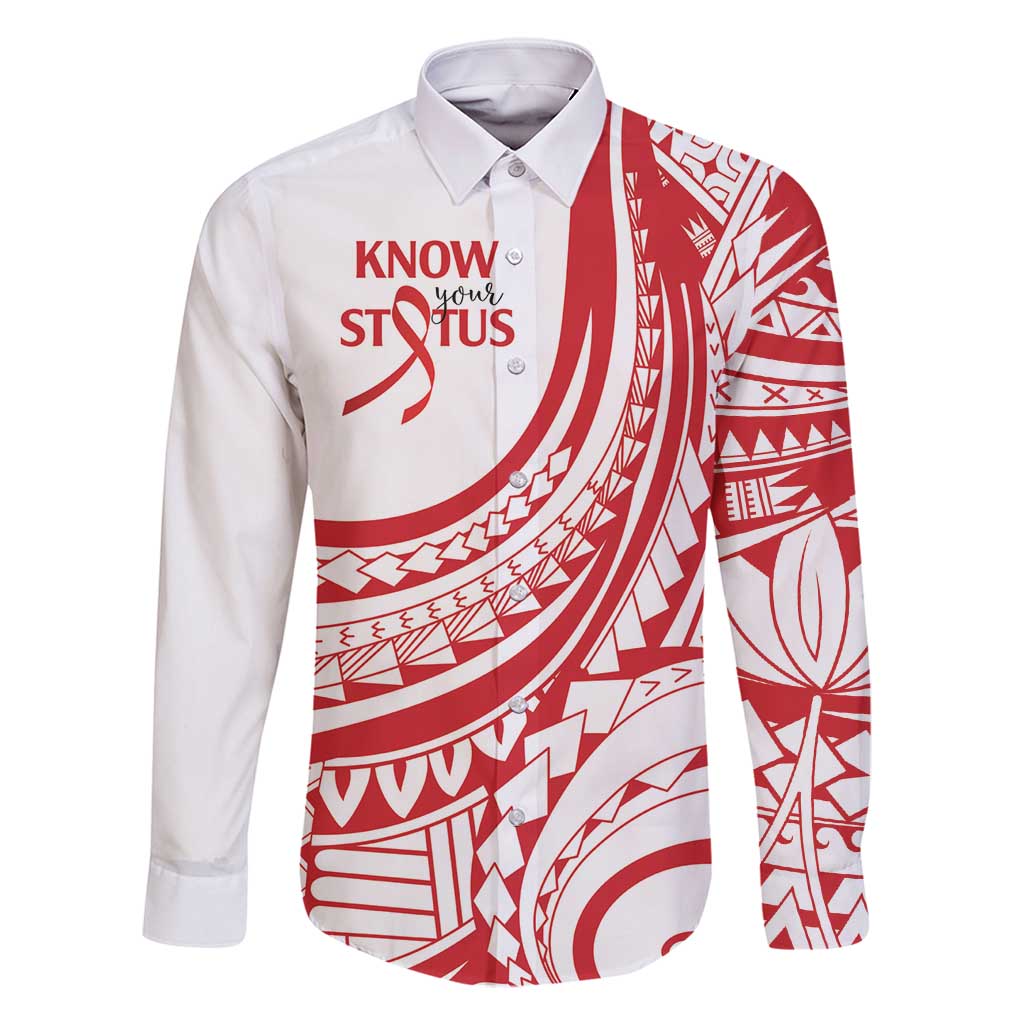 Know Your Status Red Ribbon Personalised Family Matching Mermaid Dress and Hawaiian Shirt Polynesian AIDS Awareness