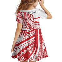 Know Your Status Red Ribbon Personalised Family Matching Off Shoulder Short Dress and Hawaiian Shirt Polynesian AIDS Awareness