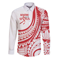 Know Your Status Red Ribbon Personalised Family Matching Tank Maxi Dress and Hawaiian Shirt Polynesian AIDS Awareness