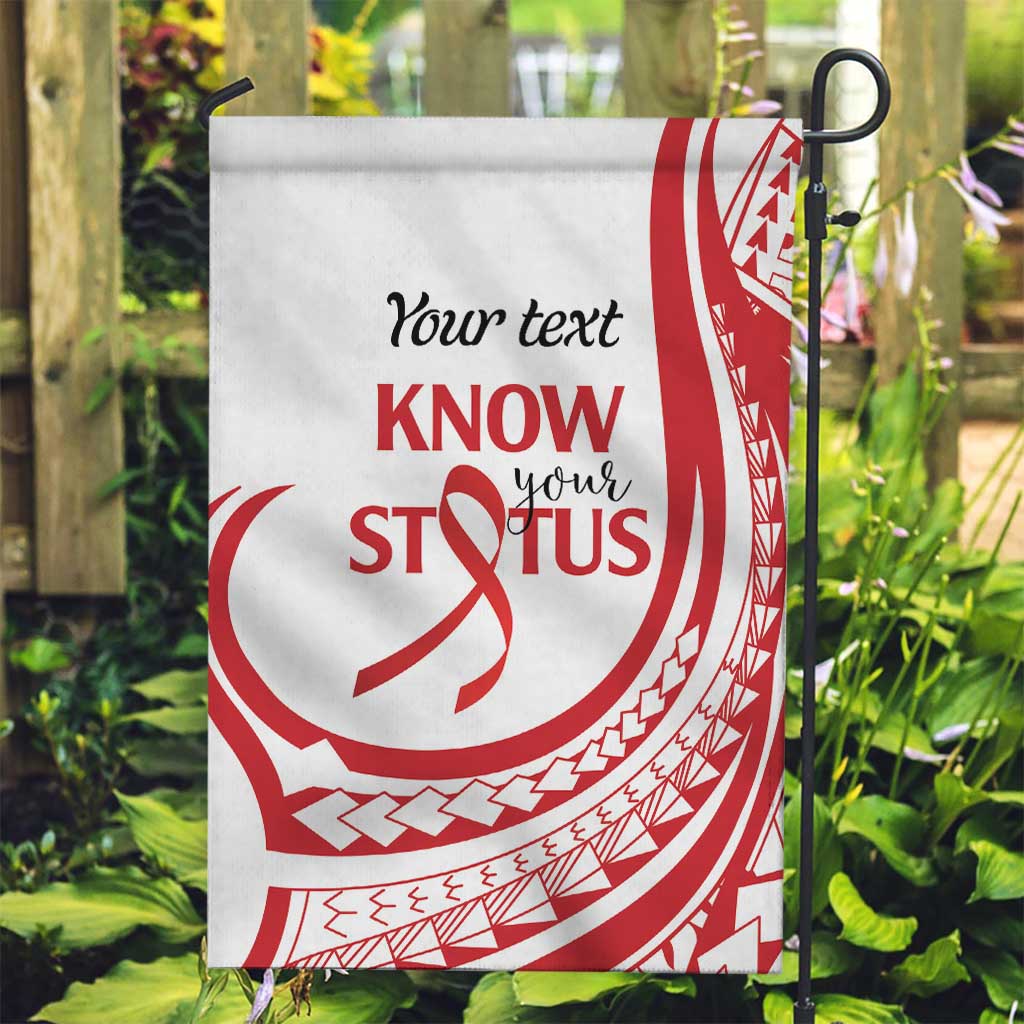 Know Your Status Red Ribbon Personalised Garden Flag Polynesian AIDS Awareness