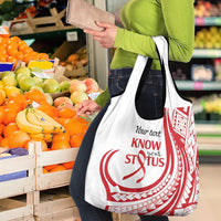 Know Your Status Red Ribbon Personalised Grocery Bag Polynesian AIDS Awareness