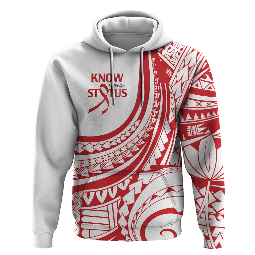 Know Your Status Red Ribbon Personalised Hoodie Polynesian AIDS Awareness