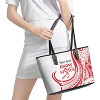 Know Your Status Red Ribbon Personalised Leather Tote Bag Polynesian AIDS Awareness