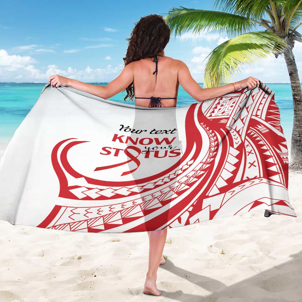 Know Your Status Red Ribbon Personalised Sarong Polynesian AIDS Awareness