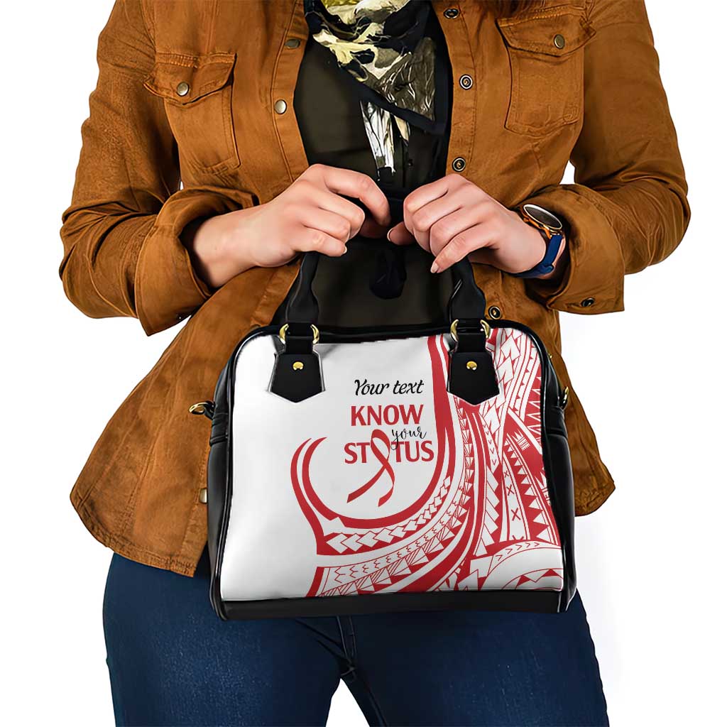 Know Your Status Red Ribbon Personalised Shoulder Handbag Polynesian AIDS Awareness