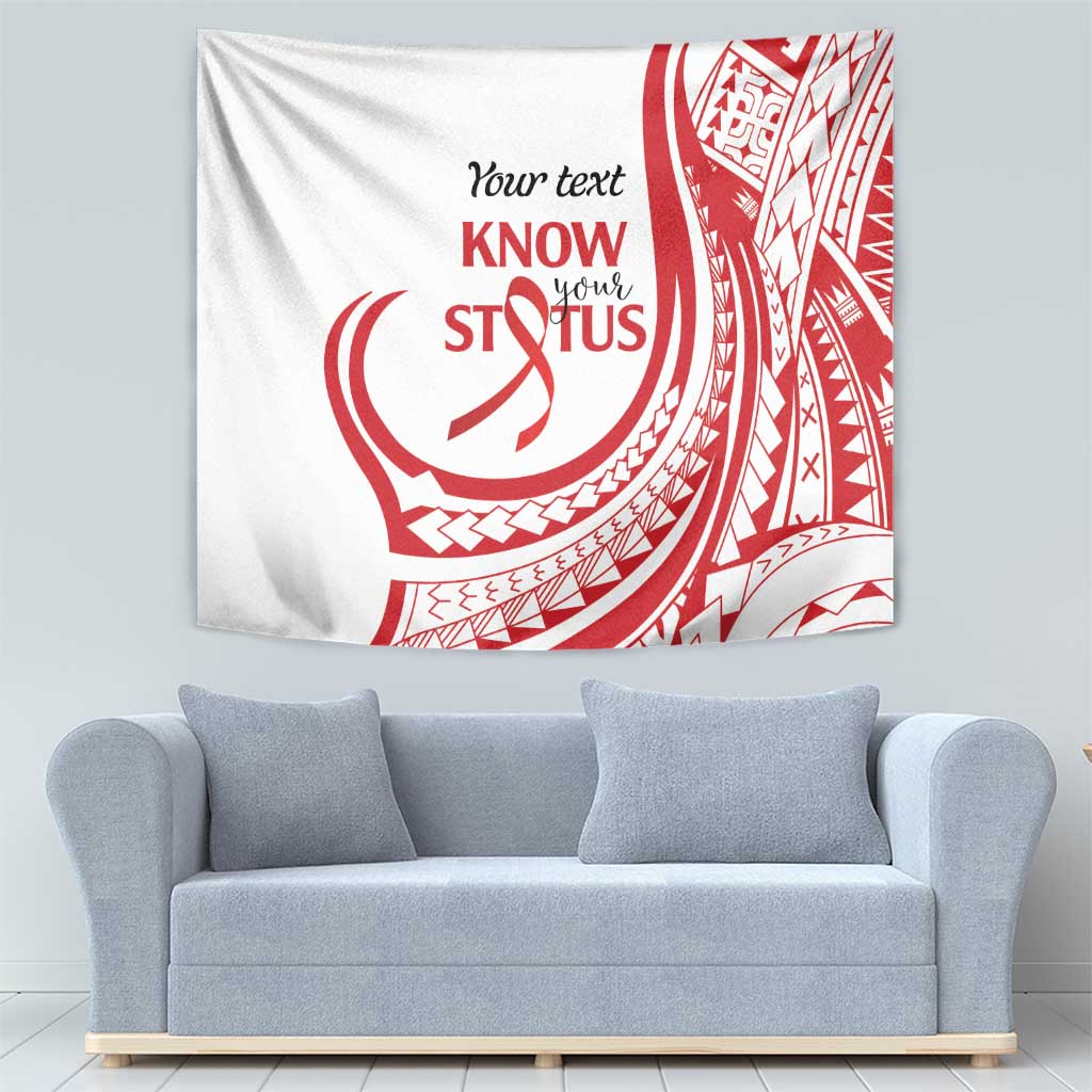 Know Your Status Red Ribbon Personalised Tapestry Polynesian AIDS Awareness