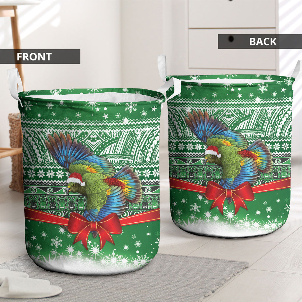 New Zealand Kea Bird Christmas Laundry Basket Maori Inspired Knitted Patterns LT9 - Polynesian Pride