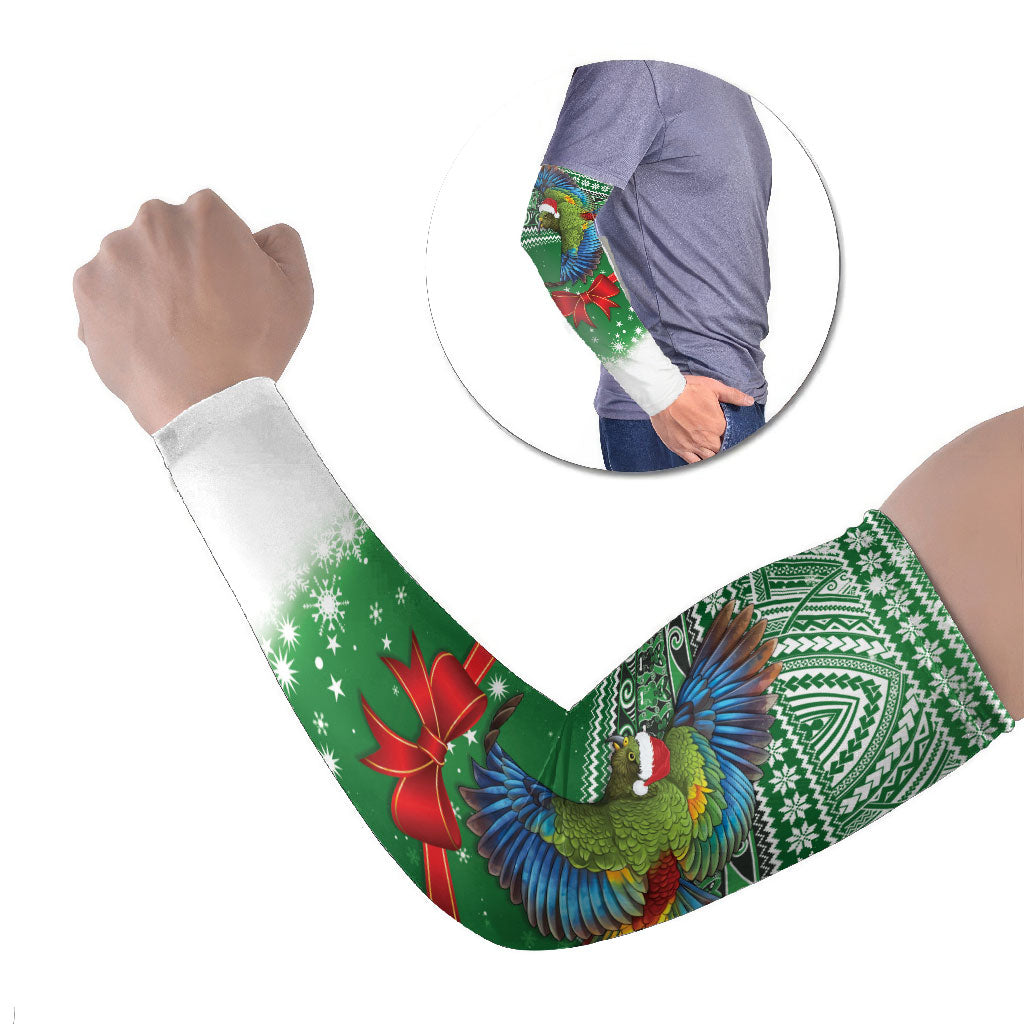 New Zealand Kea Bird Christmas Arm Sleeves Maori Inspired Knitted Patterns LT9 Set of 2 Green - Polynesian Pride