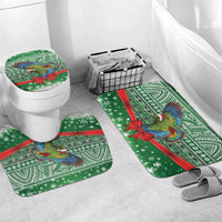 New Zealand Kea Bird Christmas Bathroom Set Maori Inspired Knitted Patterns LT9 Mat Set Only (3 pcs) One Size Green - Polynesian Pride