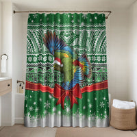 New Zealand Kea Bird Christmas Bathroom Set Maori Inspired Knitted Patterns LT9 Shower Curtain Only Green - Polynesian Pride