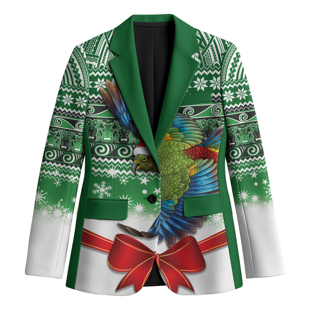 New Zealand Kea Bird Christmas Blazer Maori Inspired Knitted Patterns LT9 Unisex Green - Polynesian Pride