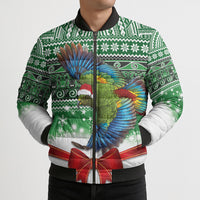 New Zealand Kea Bird Christmas Bomber Puffer Jacket Maori Inspired Knitted Patterns LT9 - Polynesian Pride