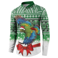 New Zealand Kea Bird Christmas Button Sweatshirt Maori Inspired Knitted Patterns LT9 - Polynesian Pride