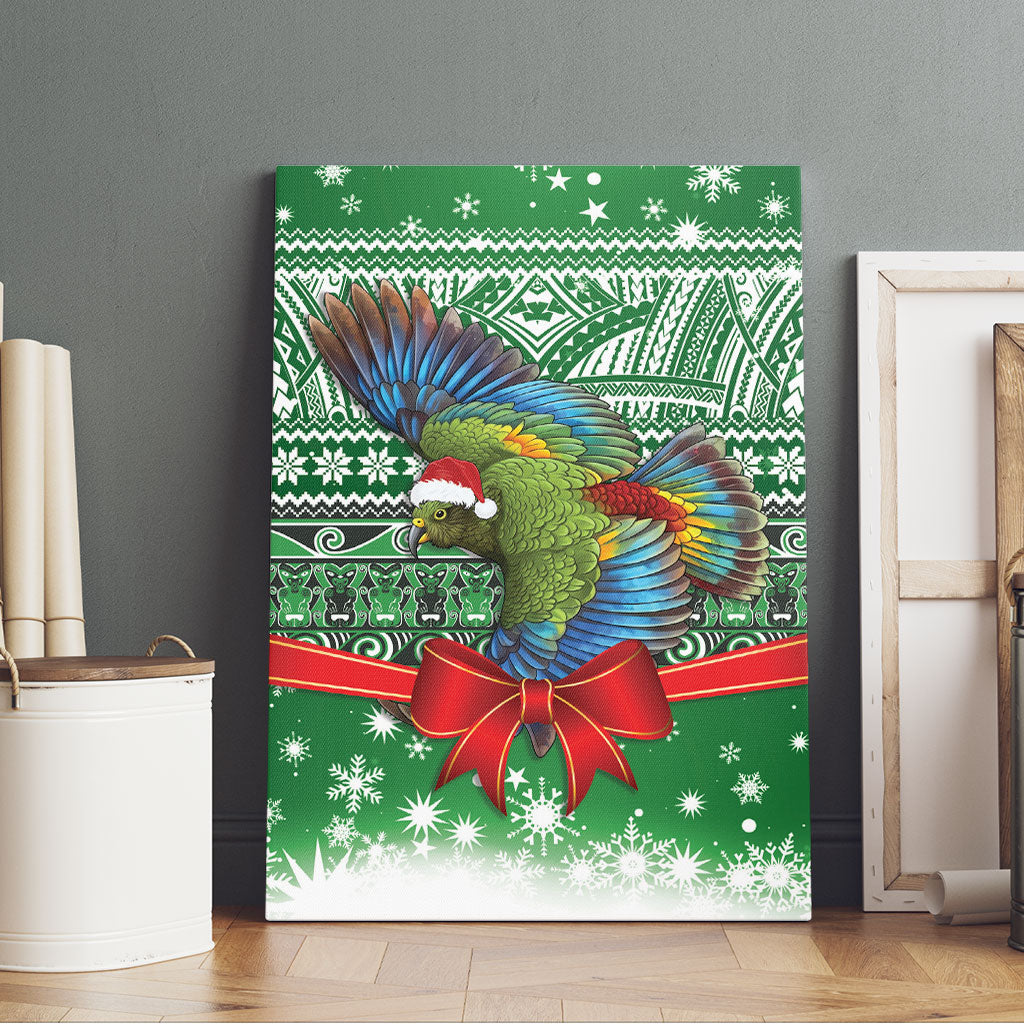 New Zealand Kea Bird Christmas Canvas Wall Art Maori Inspired Knitted Patterns LT9 - Polynesian Pride
