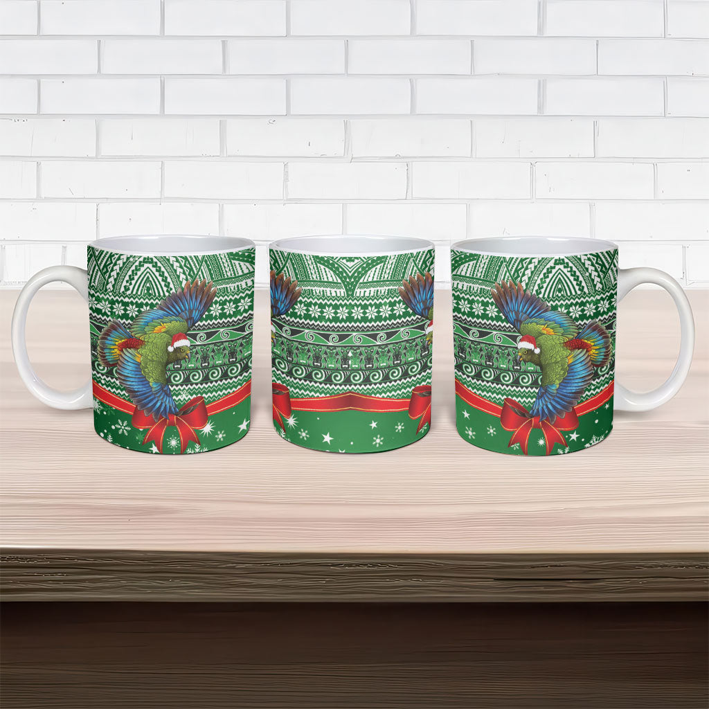 New Zealand Kea Bird Christmas Ceramic Mug Maori Inspired Knitted Patterns LT9 - Polynesian Pride
