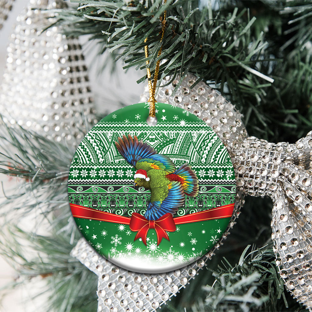 New Zealand Kea Bird Christmas Ceramic Ornament Maori Inspired Knitted Patterns LT9 - Polynesian Pride