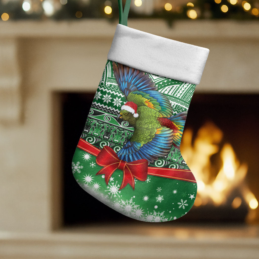 New Zealand Kea Bird Christmas Stocking Maori Inspired Knitted Patterns LT9 Set of 2 Green - Polynesian Pride