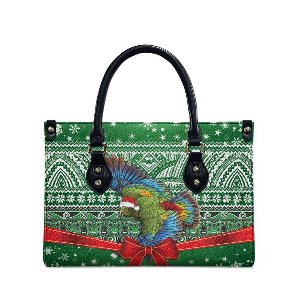 New Zealand Kea Bird Christmas Leather Bag Maori Inspired Knitted Patterns LT9 - Polynesian Pride