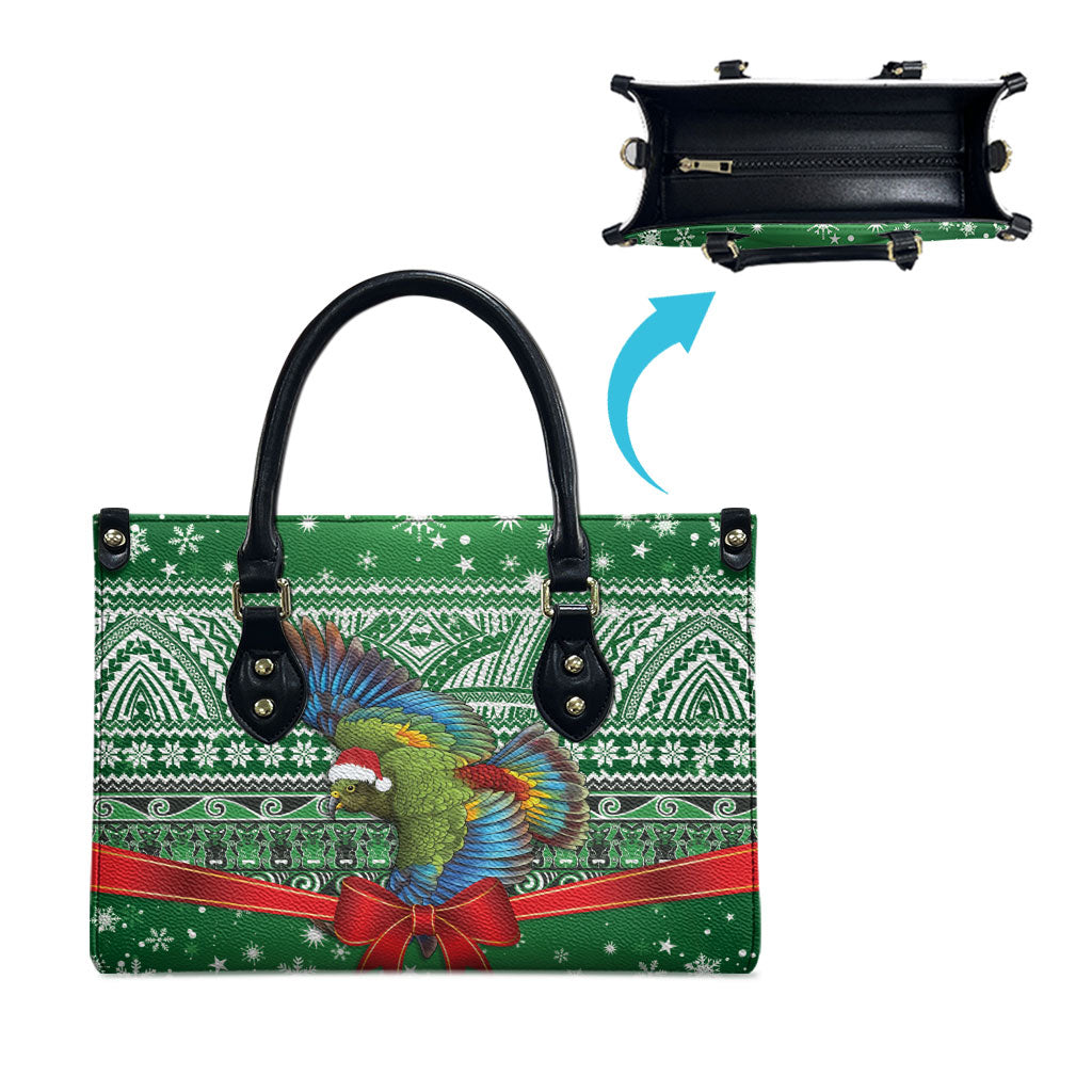 New Zealand Kea Bird Christmas Leather Bag Maori Inspired Knitted Patterns LT9 - Polynesian Pride