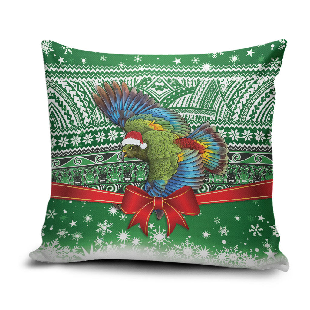 New Zealand Kea Bird Christmas Pillow Cover Maori Inspired Knitted Patterns LT9 Green - Polynesian Pride