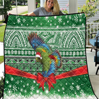 New Zealand Kea Bird Christmas Quilt Maori Inspired Knitted Patterns LT9 Green - Polynesian Pride
