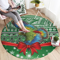 New Zealand Kea Bird Christmas Round Carpet Maori Inspired Knitted Patterns LT9 - Polynesian Pride
