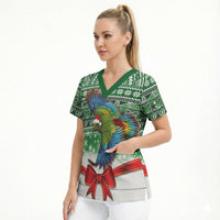 New Zealand Kea Bird Christmas Scrub Top Maori Inspired Knitted Patterns LT9 - Polynesian Pride