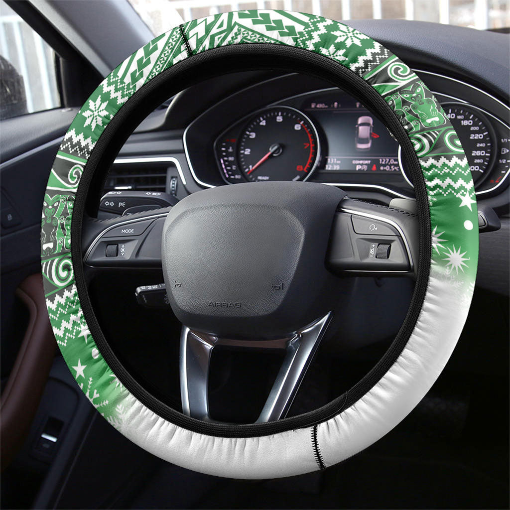 New Zealand Kea Bird Christmas Steering Wheel Cover Maori Inspired Knitted Patterns LT9 - Polynesian Pride