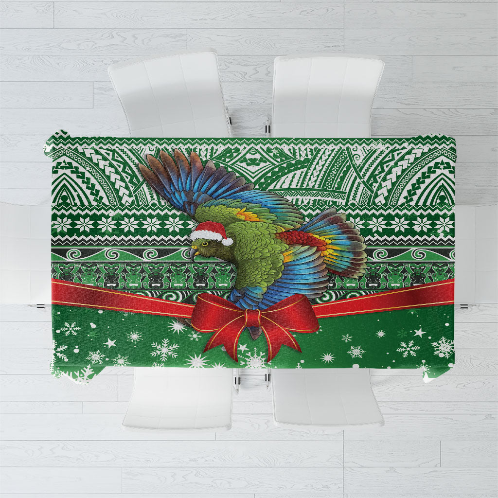 New Zealand Kea Bird Christmas Tablecloth Maori Inspired Knitted Patterns LT9 Green - Polynesian Pride